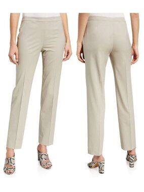 Lafayette 148 NY Bleecker Petite Sz 8 Virgin Wool Stretch Pants Beige 28" Inseam